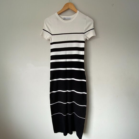 Zara Striped Knit Midi Dress - Picture 2 of 5